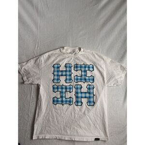 Hawaii's Finest White Short Sleeve Shirt‎ Men's XL Plaid Logo *